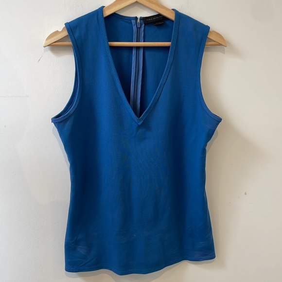 Marie Saint Pierre Monserrate V Neck Tank Top Sleeveless Zipper Blue 2 - Picture 8 of 12